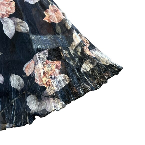 Komarov Grey Floral Print Midi Dress V-Neck Stretch Crinkle Size Small Women NWT - Picture 5 of 15